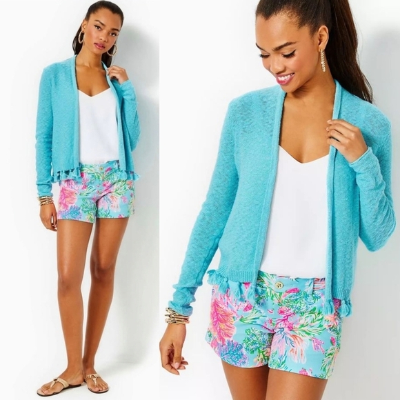 Lilly Pulitzer Sweaters - Lilly Pulitzer Faretta Tassle Fringe Open Front Cardigan Sweater